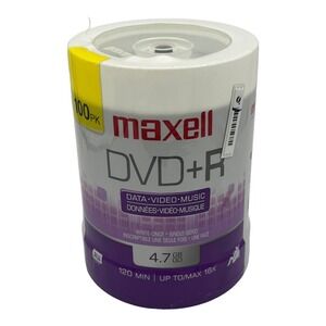 Maxell DVD+R 4.7 GB 16x 120 Minute 100 Pack Spindle Sealed
